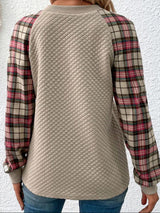 Plaid Round Neck Sweatshirt