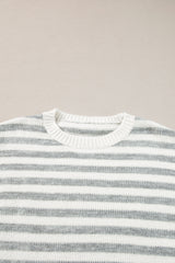 Striped Round Neck Dropped Shoulder Sweater