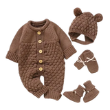 Baby Knit Set - Romper, Beanie, Mittens & Booties