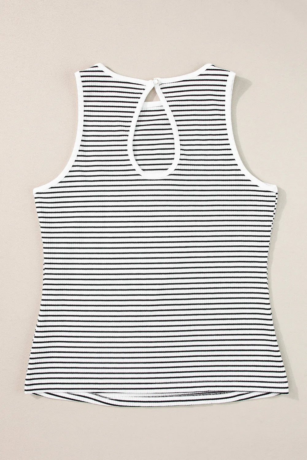 Cutout Striped Round Neck Tank