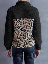 Ivy Lane Leopard Quarter-Snap Teddy Sweatshirt