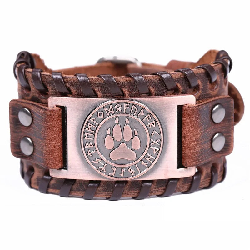 Bear Paw Handmade Braided Genuine Leather Strap