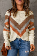 Contrast Round Neck Dropped Shoulder Sweater