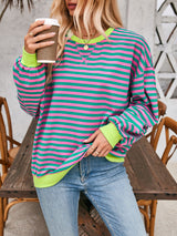 Lovelet Contrast Striped Long Sleeve Sweatshirt