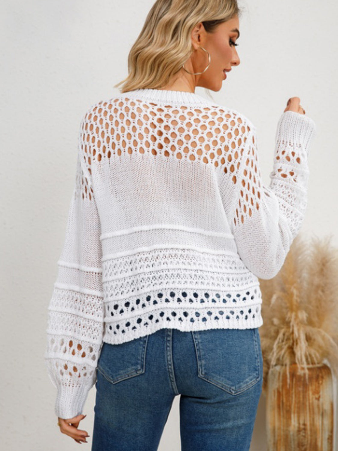 Cutout Round Neck Knit Top