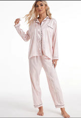 Women's Sexy Pink Silk Satin Pajama Set - 2 Piece Sleepwear