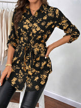 Printed Collared Neck Long Sleeve Shirt