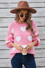 Angel Wings Heart Dropped Shoulder Long Sleeve Sweater