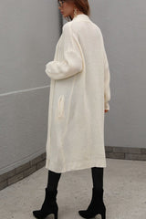 Waffle Knit Open Front Duster Cardigan With Pockets