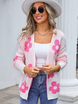 Angel Wings Flower Open Front Long Sleeve Cardigan