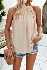 Devine Ruched Grecian Neck Tank