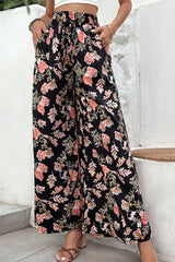 Perfee Floral Pull-On Wide Leg Pants