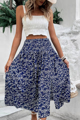 Perfee Ditsy Floral Slit High Waist Skirt