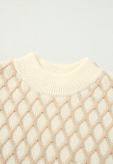 Diamond Pattern Mock Neck Long Sleeve Sweater