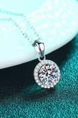 Adored Chance to Charm 1 Carat Moissanite Round Pendant Chain Necklace