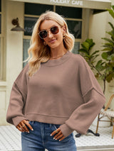 Round Neck Dropped Shoulder Sweater