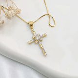 16" Zirconia Cross Necklace (Gold)