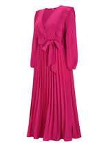 Pleated Surplice Tie Waist Maxi Dress