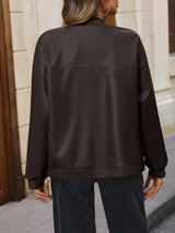 Ivy Lane Zip Up Baseball Collar Dropped Shoulder Jacket