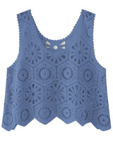 Openwork Round Neck Knit Vest