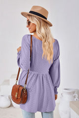 V-Neck Lantern Sleeve Blouse