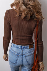 Scoop Neck Long Sleeve Knit Top