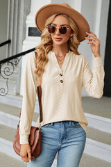 Notched Long Sleeve T-Shirt