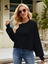 Round Neck Dropped Shoulder Sweater