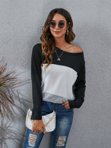 Color Block Round Neck Long Sleeve T-Shirt