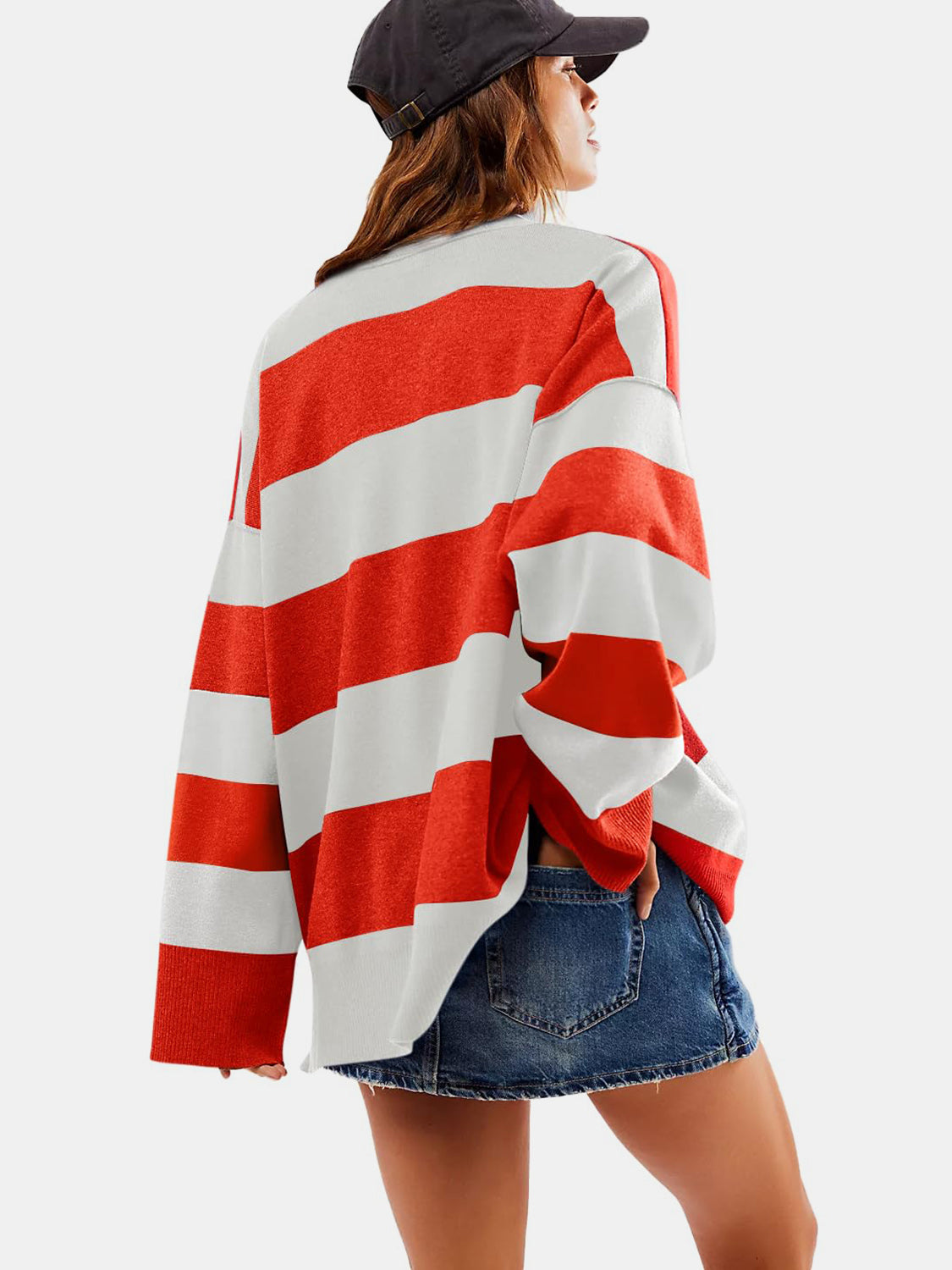 Color Block Half Zip Long Sleeve Sweater