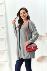 Cable-Knit Open Front Long Sleeve Cardigan