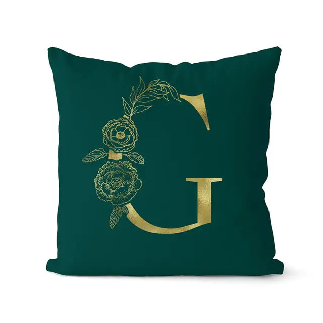 Green Pillowcase Gold Letters