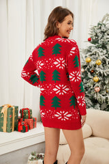 Christmas Tree Round Neck Sweater Dress