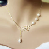 Pearls Of Joy Lariat Necklace In White Gold And Yellow Gold Plating