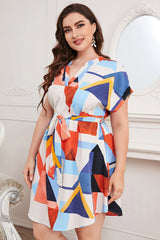 Honey Plus Size Notched Neck Tie Waist Dress