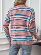 Striped Round Neck Long Sleeve Sweater