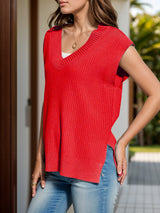 V-Neck Cap Sleeve Knit Vest