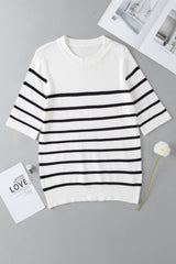 Round Neck Half Sleeve Knit Top