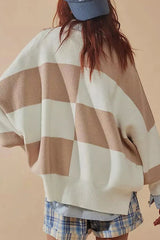 Color Block Round Neck Long Sleeve Sweater