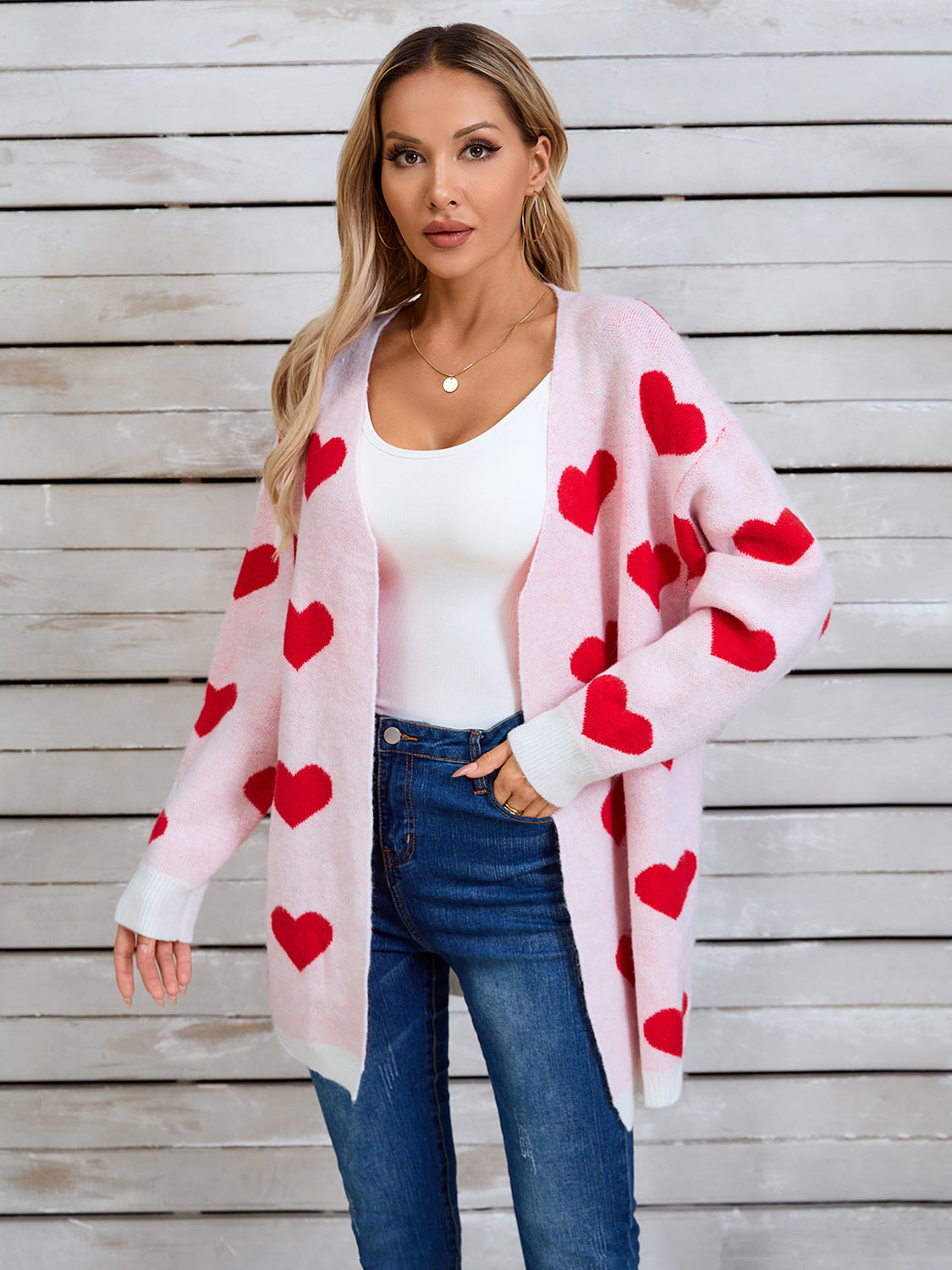 Angel Wings Heart Open Front Long Sleeve Cardigan