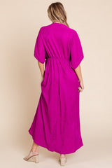 BOMBOM Surplice Maxi Dress with Pockets