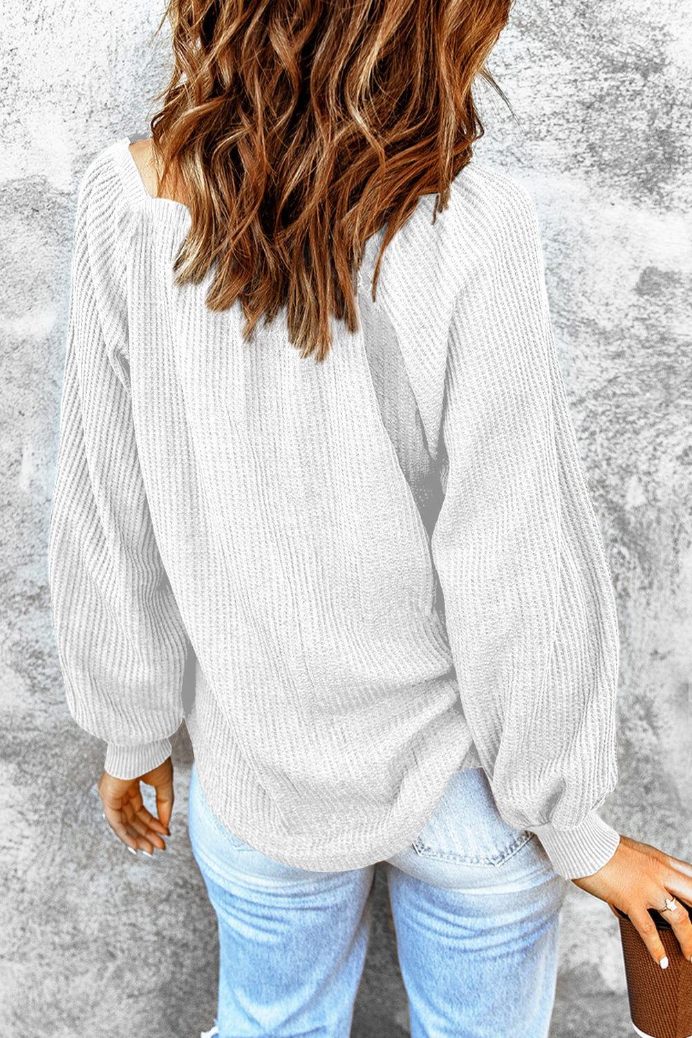 Square Neck Waffle-Knit Top