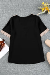 Plus Size V-Neck Short Sleeve Blouse