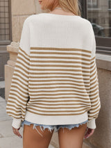 Striped Round Neck Long Sleeve Sweater