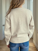 Heart Round Neck Long Sleeve Sweater