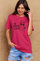 Simply Love Full Size NO DRAMA LLAMA Graphic Cotton Tee