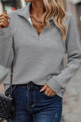 Plus Size Quarter Zip Long Sleeve T-Shirt