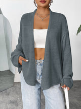 Open Front Dropped Shoulder Cardigan