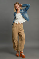 Umgee Elastic Waist Baggy Fit Pants with Pockets