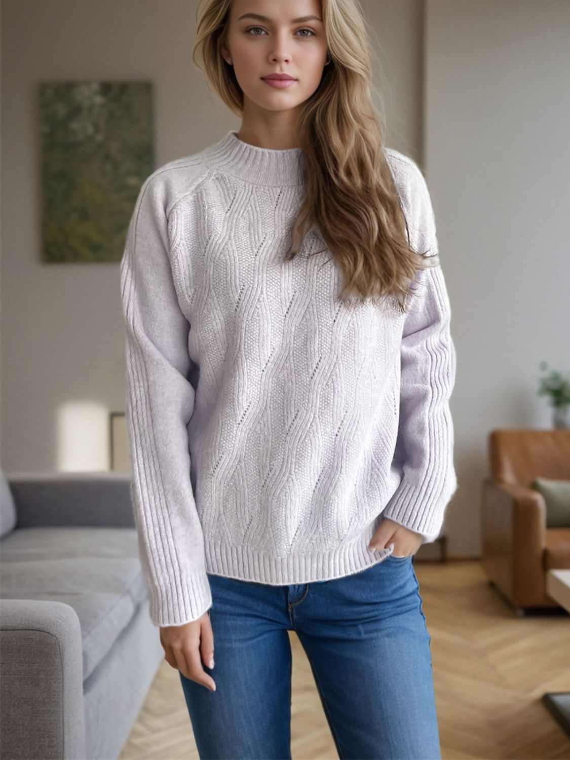 Mock Neck Long Sleeve Sweater